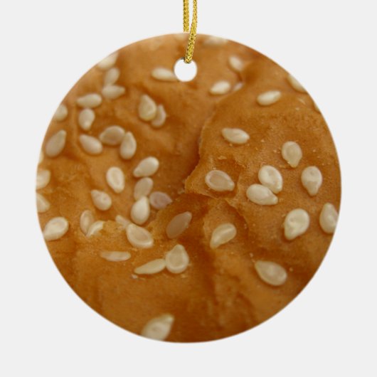 sesamzaad hamburger bun keramisch ornament (Voorkant)