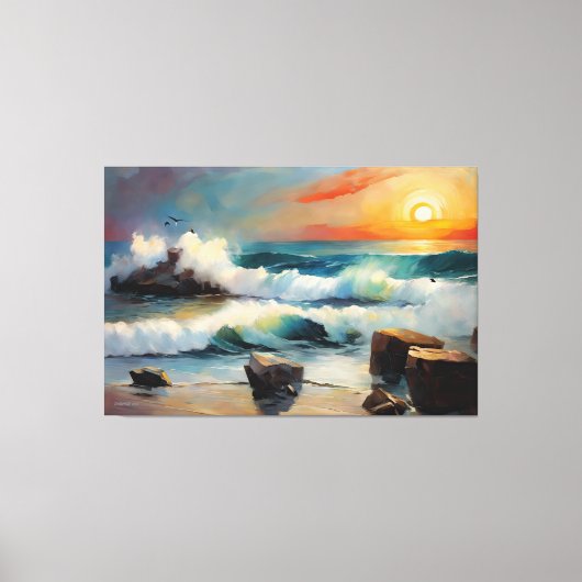 SESCP_25_0005 Seascape Seagulls Art Canvas Afdruk (Voorkant)