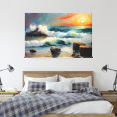 SESCP_25_0005 Seascape Seagulls Art Canvas Afdruk (Insitu (Slaapkamer))