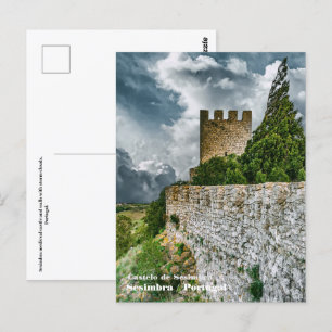 Sesimbra middeleeuwse kasteel en muren, Portugal. Briefkaart