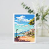 Sesimbra Portugal vintage reisillustratie Briefkaart (Staand voorkant)