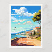 Sesimbra Portugal vintage reisillustratie Briefkaart (Voorkant)