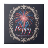 Sesquicentennial Fireworks Vintage Frame Tegeltje (Voorkant)
