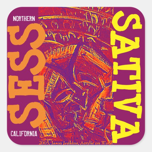SESS SATIVA VIERKANTE STICKER (Voorkant)