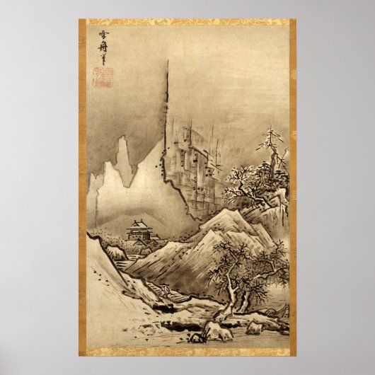 Sesshu Toyo Landschap van vier seizoenen - Herfst Poster (Voorkant)