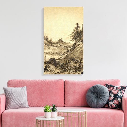 Sesshu Toyo Winter Landscape. Canvas Afdruk (Insitu (Woonkamer))