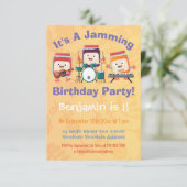 Sessie-muzikant van Cute jam cartoon verjaardag Kaart (Staand voorkant)