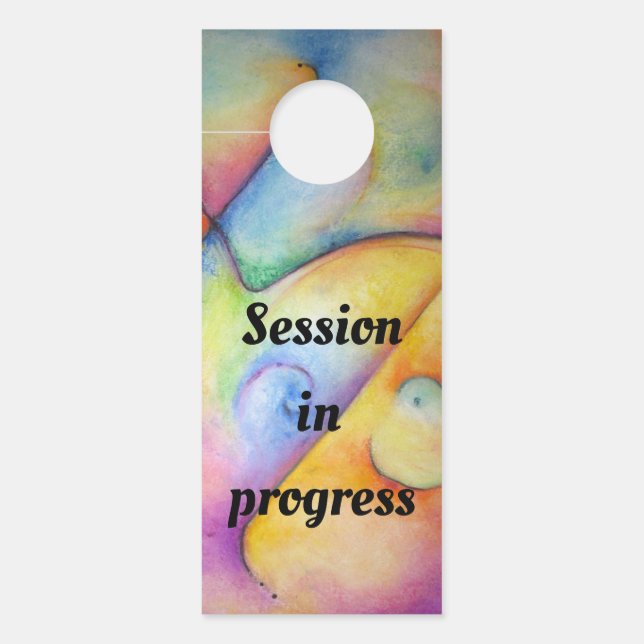 "Session in progress" teken voor uw deur. Deurhanger (Voorkant)