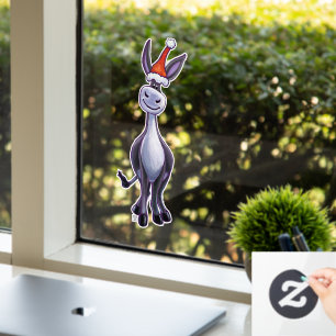 Sestive Donkey-kerstkeuzerondje Raamsticker