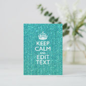Sestive Keep Calm have Jouw tekst Turquoise Briefkaart (Staand voorkant)