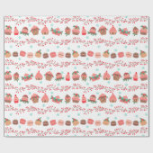 Sestive kerstbakkerij Cupcakes Macarons Cadeaupapier (Vlak)