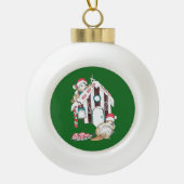 Sestive kerstbever decorberende alet keramische bal ornament (Voorkant)