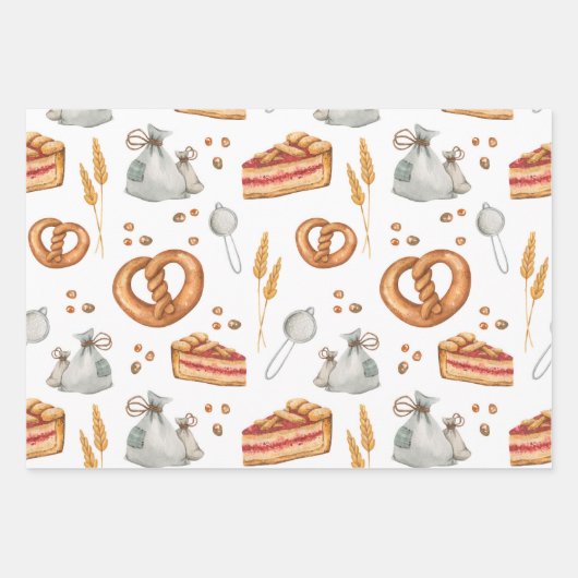 Sestive kerstfeestdagen, bakbehandelingen en Drink Inpakpapier Vel (Voorkant 3)