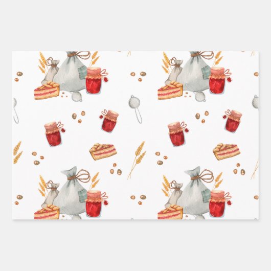 Sestive kerstfeestdagen, bakbehandelingen en Drink Inpakpapier Vel (Voorkant)