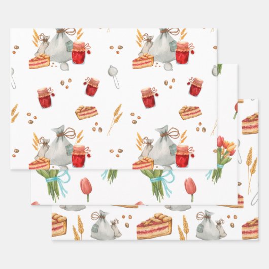 Sestive kerstfeestdagen, bakbehandelingen en Drink Inpakpapier Vel (Set)