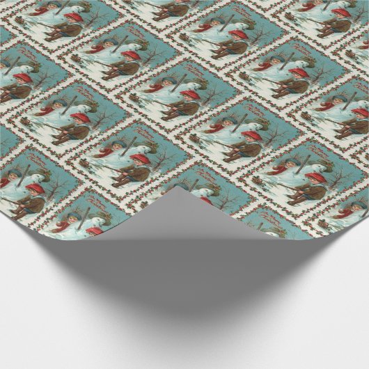 sestive vintage-sneeuwpop cadeaupapier (Hoek)