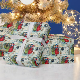 sestive vintage-sneeuwpop  cadeaupapier