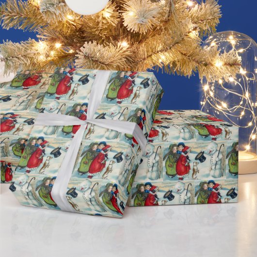 sestive vintage-sneeuwpop  cadeaupapier (Feestdagen)