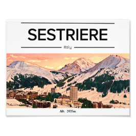 Sestriere Sky resort bergposter Foto Afdruk