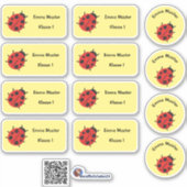 Set - 12 Namensaufkleber Marienkäfer - gelb |  Sticker (Voorkant)