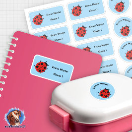 Set - 12 Namensaufkleber Marienkäfer - hellblau |  Sticker