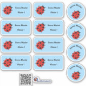 Set - 12 Namensaufkleber Marienkäfer - hellblau | Sticker (Voorkant)