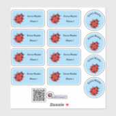 Set - 12 Namensaufkleber Marienkäfer - hellblau | Sticker (Vel)