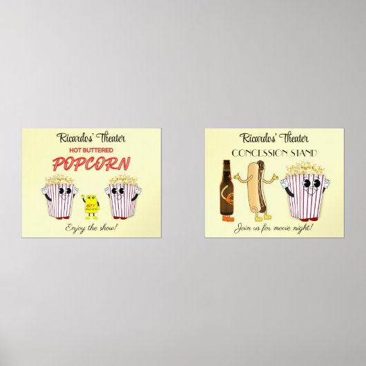Set 14 x 11 Art Prints Movie Theater Concession  (Voorkant)