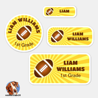 Set - 24 Namensaufkleber - Football Gelb |   Sticker