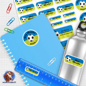 Set - 24 Namensaufkleber Fußball blau grün |    Sticker