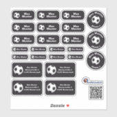 Set - 24 Namensaufkleber Fußball schwarz |  Sticker (Vel)