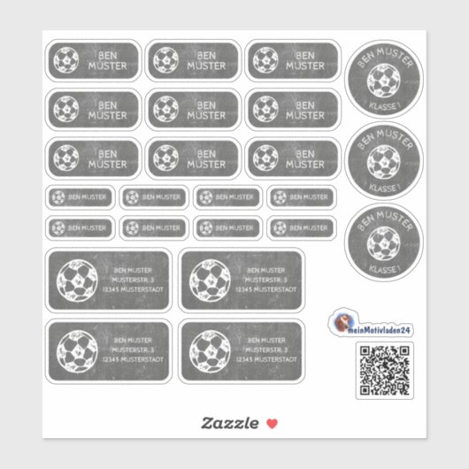 Set - 24 Namensaufkleber Fußball Tafel |  Sticker (Vel)