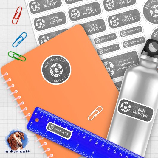 Set - 24 Namensaufkleber Fußball Tafel | Sticker