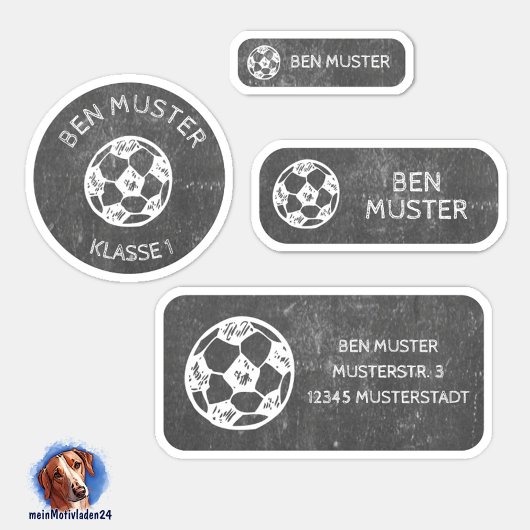 Set - 24 Namensaufkleber Fußball Tafel |  Sticker