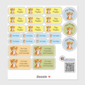 Set - 24 Namensaufkleber Kleiner Säbelzahntiger | Sticker (Vel)