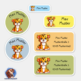 Set - 24 Namensaufkleber Kleiner Säbelzahntiger | Sticker