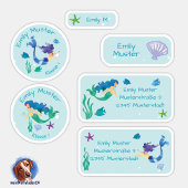 Set 24 Namensaufkleber Meerjungfrau |  Sticker
