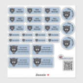Set - 24 Namensaufkleber Panther grau |  Sticker (Vel)