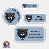 Set - 24 Namensaufkleber Panther grau | Sticker