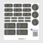 Set - 24 Namensaufkleber Panther schwarz | Sticker (Vel)