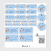 Set - 24 Namensaufkleber Pferde Herzchen blau | Sticker (Vel)