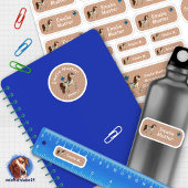 Set - 24 Namensaufkleber Pferde Herzchen braun | Sticker