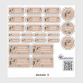 Set - 24 Namensaufkleber Pferde Herzchen braun | Sticker (Vel)