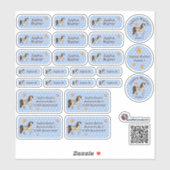 Set - 24 Namensaufkleber Pferde Sternchen blau | Sticker (Vel)