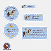 Set - 24 Namensaufkleber Pferde Sternchen blau | Sticker