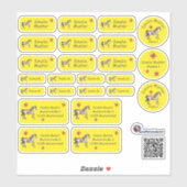 Set - 24  Namensaufkleber Pferde Sternchen gelb | Sticker (Vel)