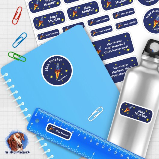 Set - 24 Namensaufkleber Rakete | Sticker