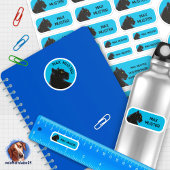 Set - 24 Namensaufkleber Schwarzer Panther blau |  Sticker