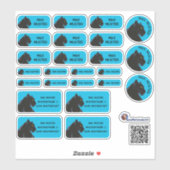 Set - 24 Namensaufkleber Schwarzer Panther blau |  Sticker (Vel)