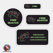 Set - 24 Namensaufkleber Spielecontroller |  Sticker